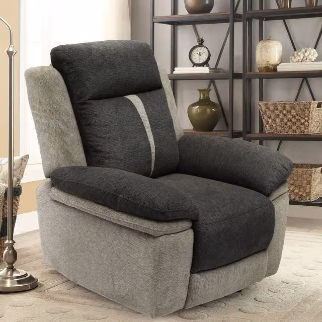 Comfy Living Grey Fabric Manual Recliner Living Room Set Including 3 Seater Sofa, 2 Seater Sofa and Armchair