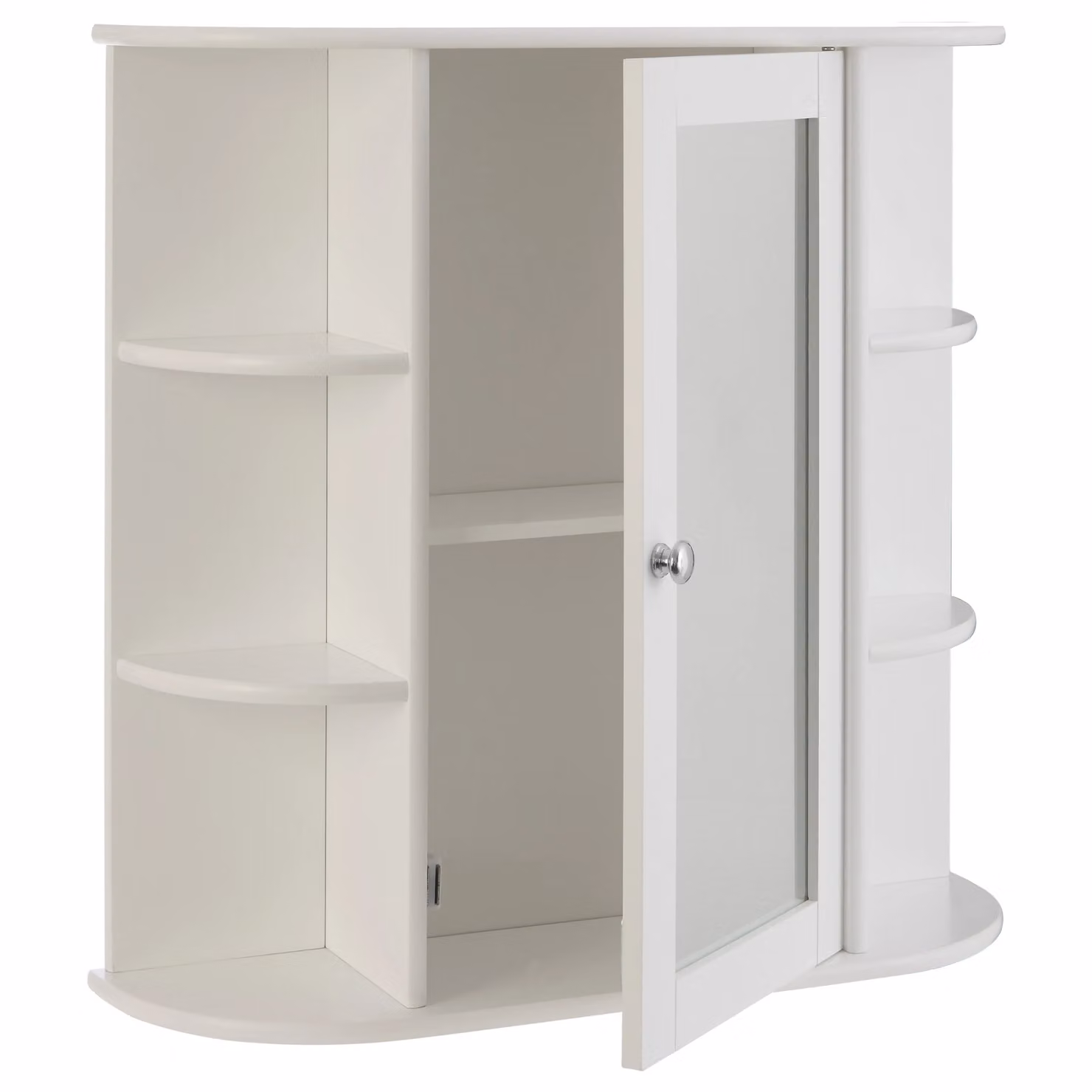 Orsina Contemporary White Wall Mounted Bathroom Cabinet with Seven Shelves and Mirrored Doors W/D/H: 60 x 17 x 58 cm – 2