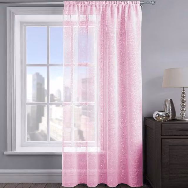 Velosso Plain Transparent Fabric Panel in Pink and Silver, Width: 137.16 cm