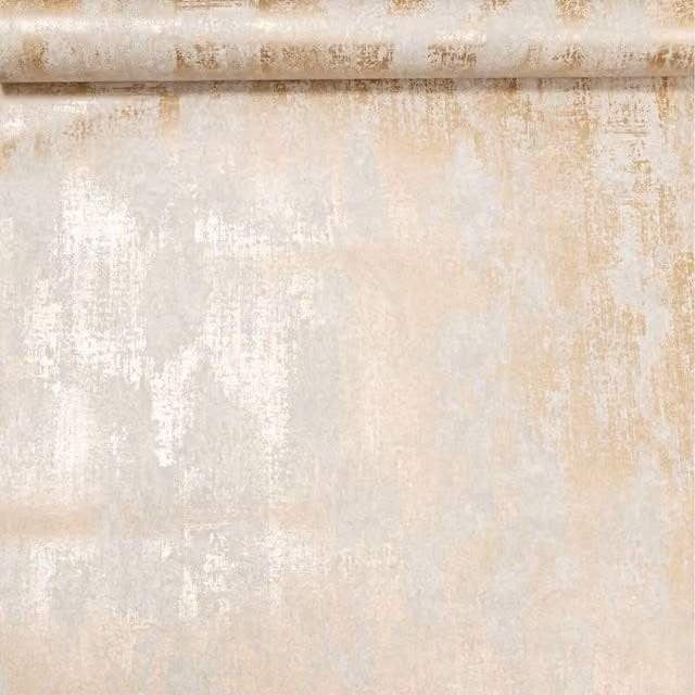 Deco Print Abstract Industrial Distressed Concrete Wallpaper in Grey, Cream, Gold and Beige