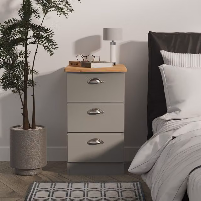 Ready Assembled 2 U Albert 3 Drawer Bedside Cabinet in Dark Grey – 1