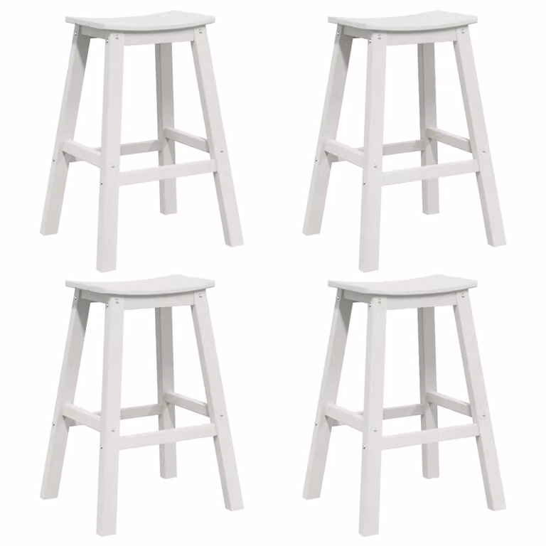 Berkfield Home Set of 6 Modern White HDPE Bar Stools