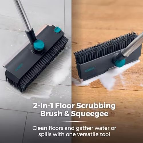 Tower 2-in-1 Floor Scrubber with Telescopic Handle and Squeegee, Anthracite and Petrol – 2