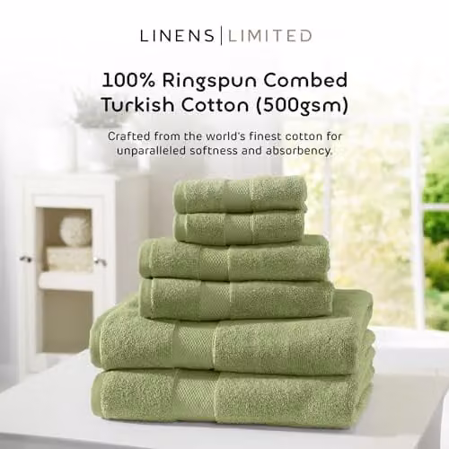 Linens Limited Turkish Cotton Large Bath Sheets in Light Green
