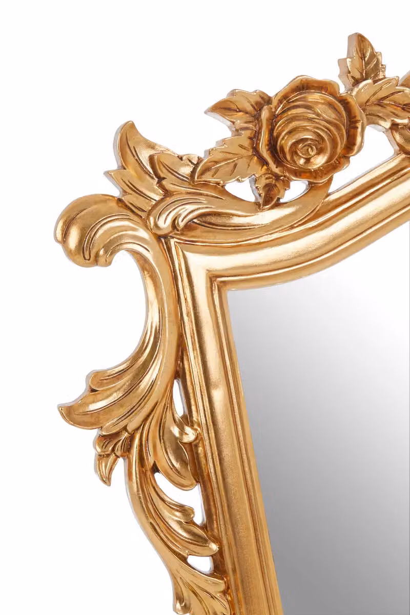 Orsina Classic Floral Rectangular Wall Mirror in Gold and Grey, W/D/H: 116 x 8 x 116 cm – 2