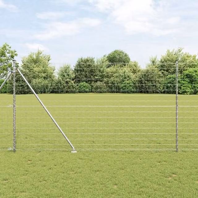 Berkfield Home Euro Fence with 7 Spike Posts, Galvanised Steel, Silver, W: 10 m, H: 1.5 m – 1