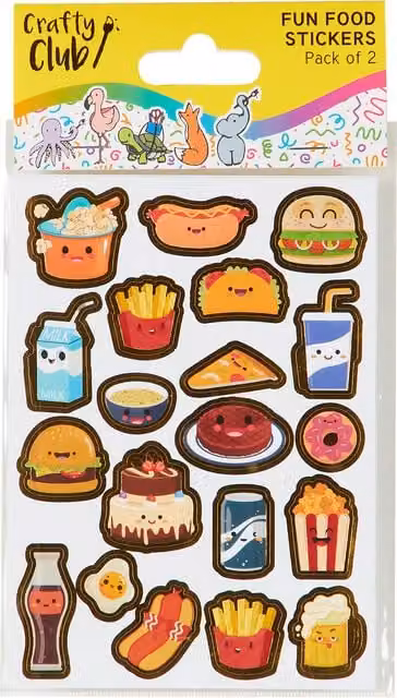 Crafty Club Pack of 2 Multicolour Fun Food Paper Stickers for Children