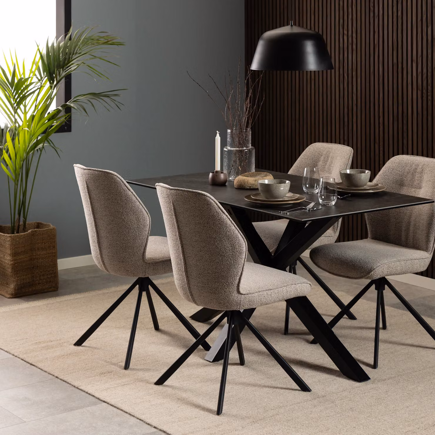 Furniture To Go Heaven Rectangular Ceramic Dining Table with Matt Stone Top in Black, White, Brown or Grey, 135 cm – 4