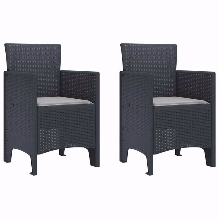 Berkfield Home Set of 2 Modern Garden Chairs in Anthracite and Light Grey
