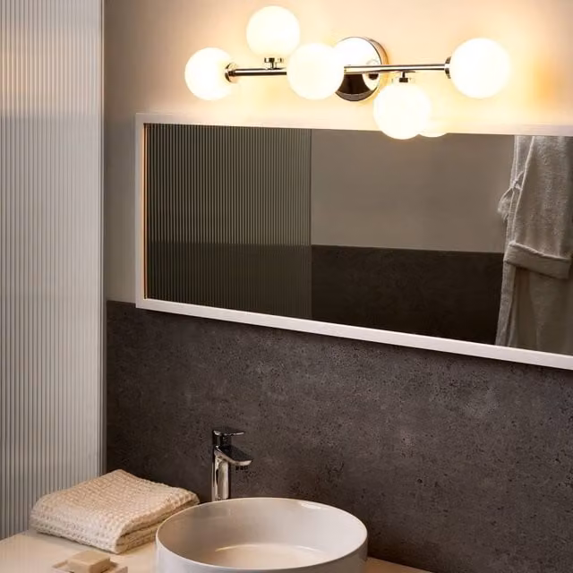 Wyld and Coco Silver Five-Light Double-Arm Modern Wall Lamp with Adjustable Metal Spotlights