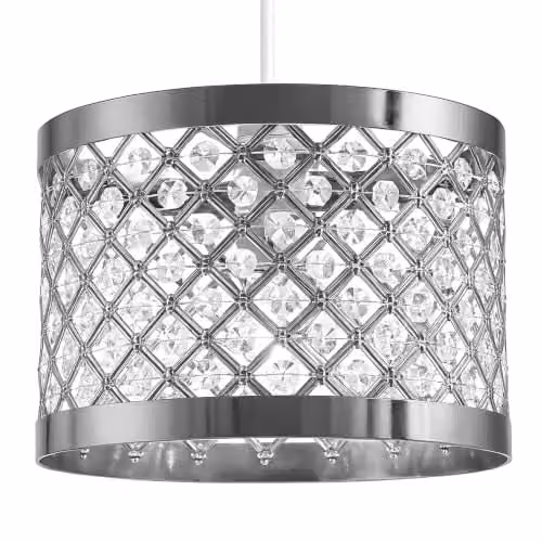 Innoteck Modern Round Acrylic Ceiling Pendant Light Shade in Chrome and Silver – 1