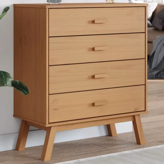 Berkfield Home OLDEN Brown Solid Wood Pine Freestanding Drawer Cabinet