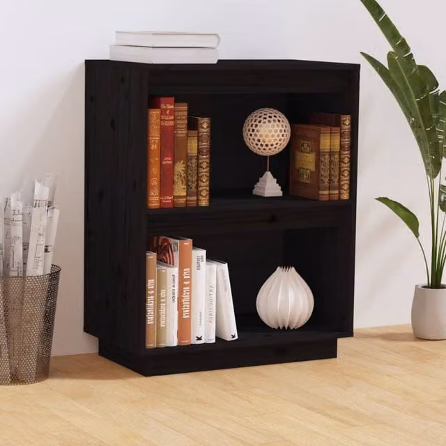 Berkfield Home Black Solid Wood Pine Console Cabinet, W: 60 cm, D: 34 cm, H: 75 cm – 1