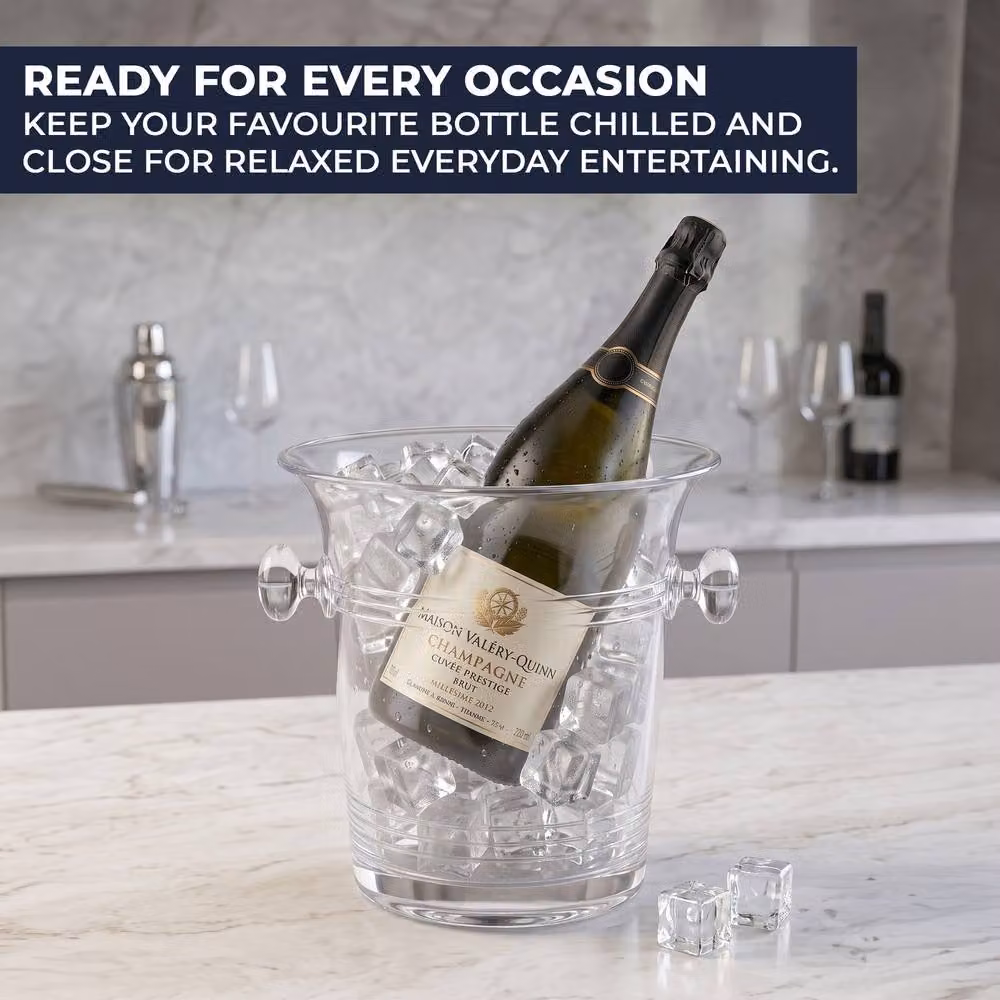 Chabrias Ltd Transparent Plastic Wine and Champagne Ice Bucket, 3.5 l – 5