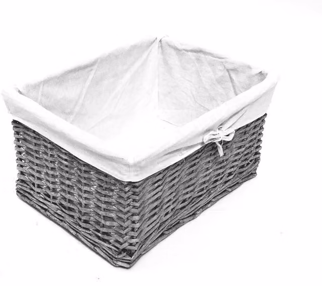 Topfurnishing Grey Open Weave Willow Wicker Storage Basket, Width: 39 cm