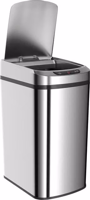 HOMCOM 12L Automatic Motion Sensor Kitchen Bin in Fingerprint Resistant Silver Stainless Steel – 1