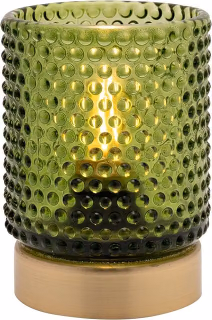Hestia Green Glass Tabletop Lamp with Gold/Brass Metal Accents and LED Bulb