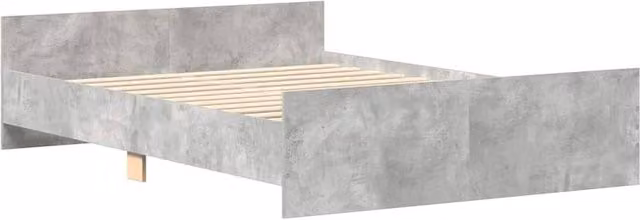 Berkfield Home Durable Bed Frame with Headboard and Footboard in Concrete Grey, W/D/H: 140 x 200 x 143 cm