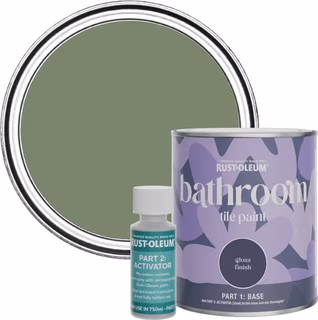 Rust-Oleum Bathroom Tile Paint in Gloss Finish, Green, 750ml