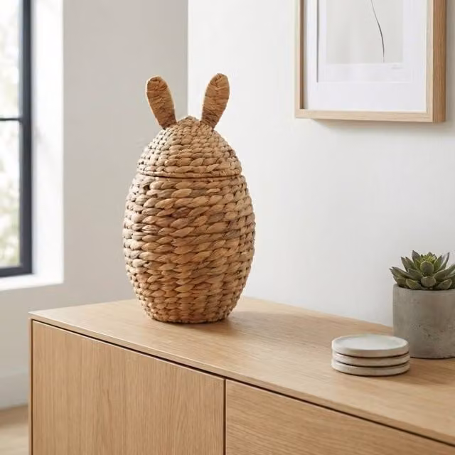 Garden Greatness Woven Bunny Ears Storage Basket in Brown, W/D/H: 37.5 x 23.0 x 23.0 cm
