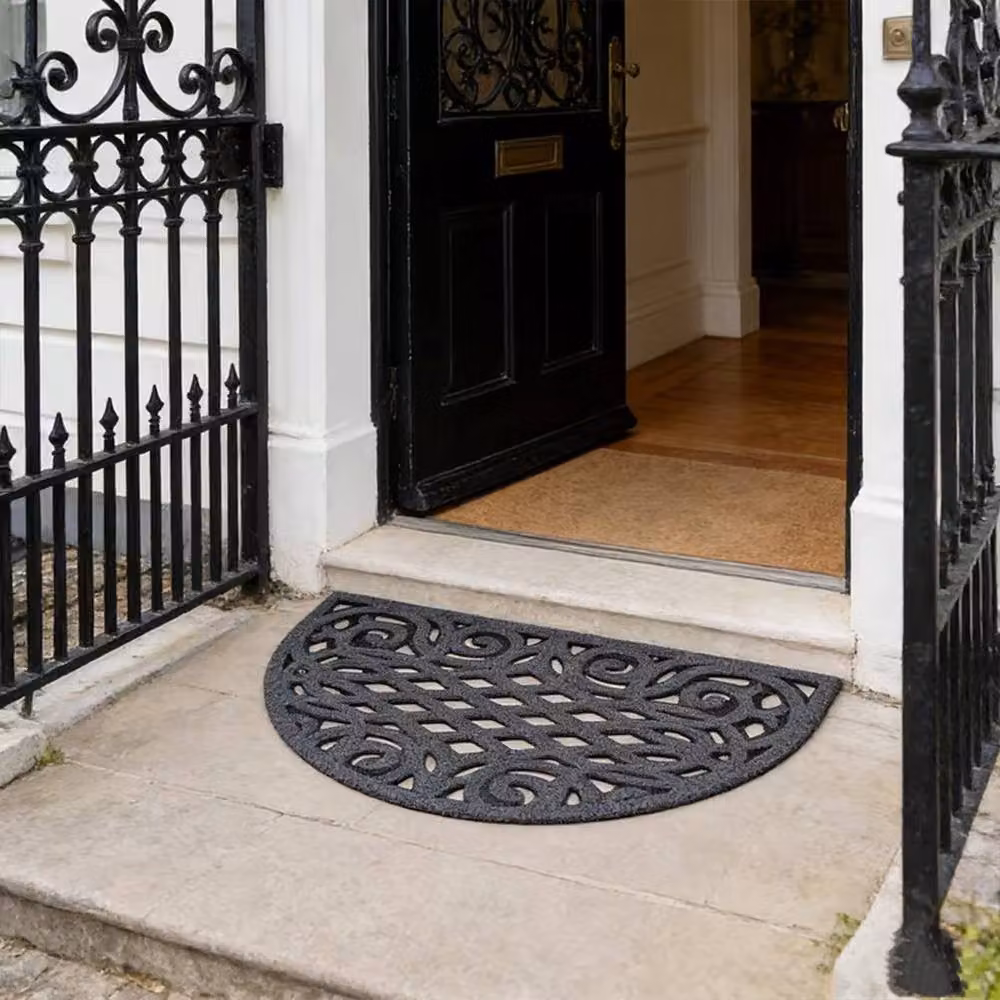 Nicoman Semicircular Rubber Outdoor Doormat in Grey, W/D/H: 75 x 45 x 44 cm – 8