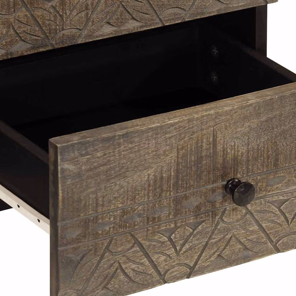 Berkfield Home Beautiful Bedside Cabinet in Light Grey Solid Mango Wood, W/D/H: 40 x 33 x 46 cm – 6