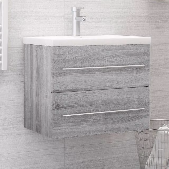 Berkfield Home Grey Sonoma Sink Cabinet, W: 60 cm, D: 38.5 cm, H: 48 cm