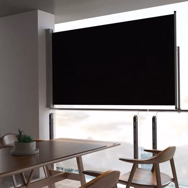 Berkfield Home Manual Pull Retractable Side Awning in Black, W: 140 cm x D: 300 cm – 1