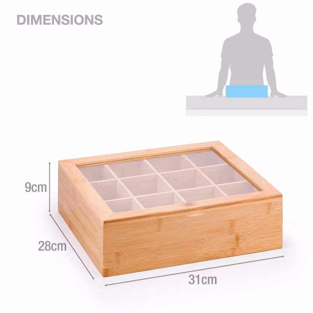 EONLION Brown Tea Bag Storage Box and Teabag Caddy Organiser, Width: 50 cm – 2
