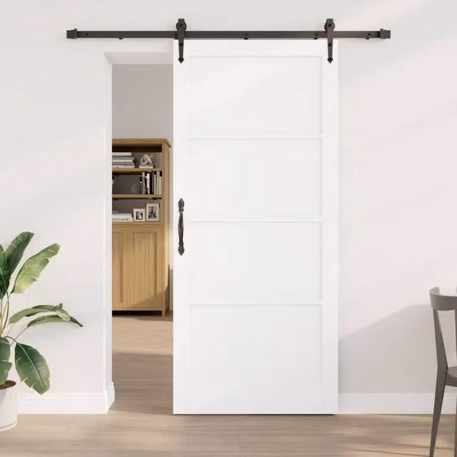 Berkfield Home Modern Sliding Door with Hardware Set in White Solid Pine, W: 93 cm, H: 211 cm