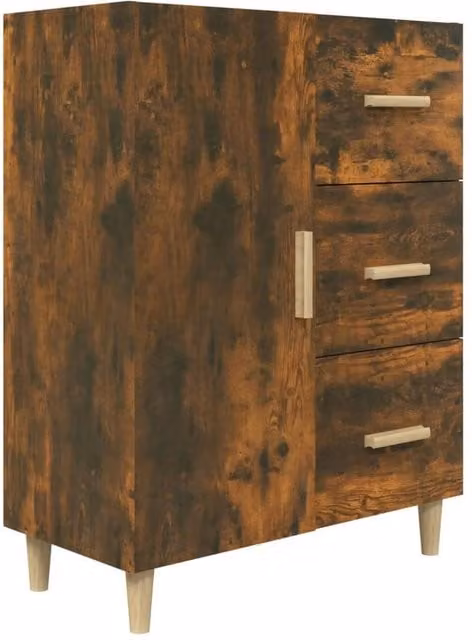 Berkfield Home Smoked Oak Sideboard in Brown, W/D/H: 69.5 x 34 x 90 cm