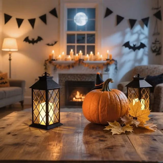 Bright Zeal 2 Piece Black and Gold Decorative Metal and Glass Candle Lanterns with Flicker Effect