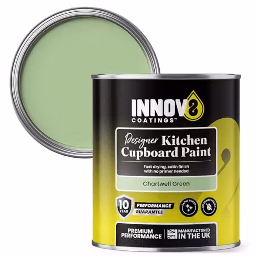 Innov8 Coatings Designer Kitchen Cupboard Paint in Chartwell Green, Satin Finish, 750 ml – 1