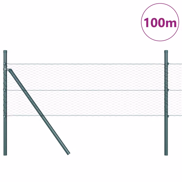 Berkfield Home Green Powder-Coated Steel Hexagon Fence, W: 0.4 m x L: 100 m