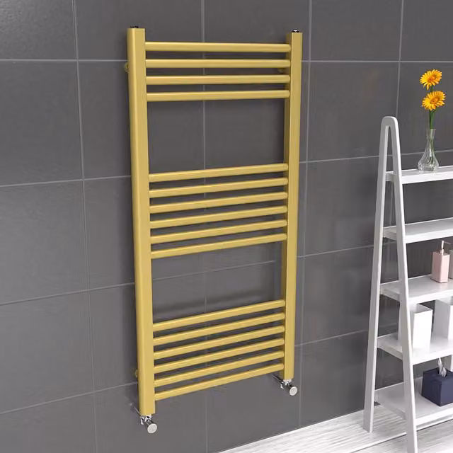 Lux Heat Metallic Gold Steel Wall Mounted Towel Rail