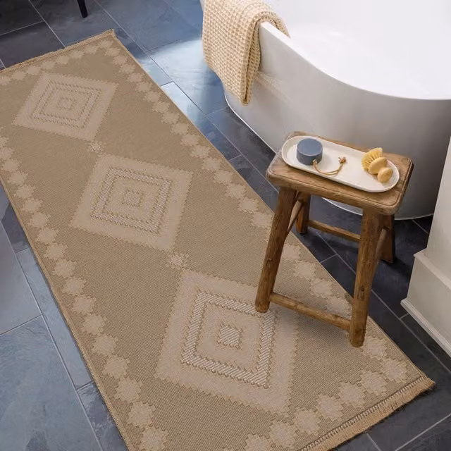 Livabliss Modern Washable Jute Living and Dining Room Rug in Beige, W: 118 cm, L: 170 cm