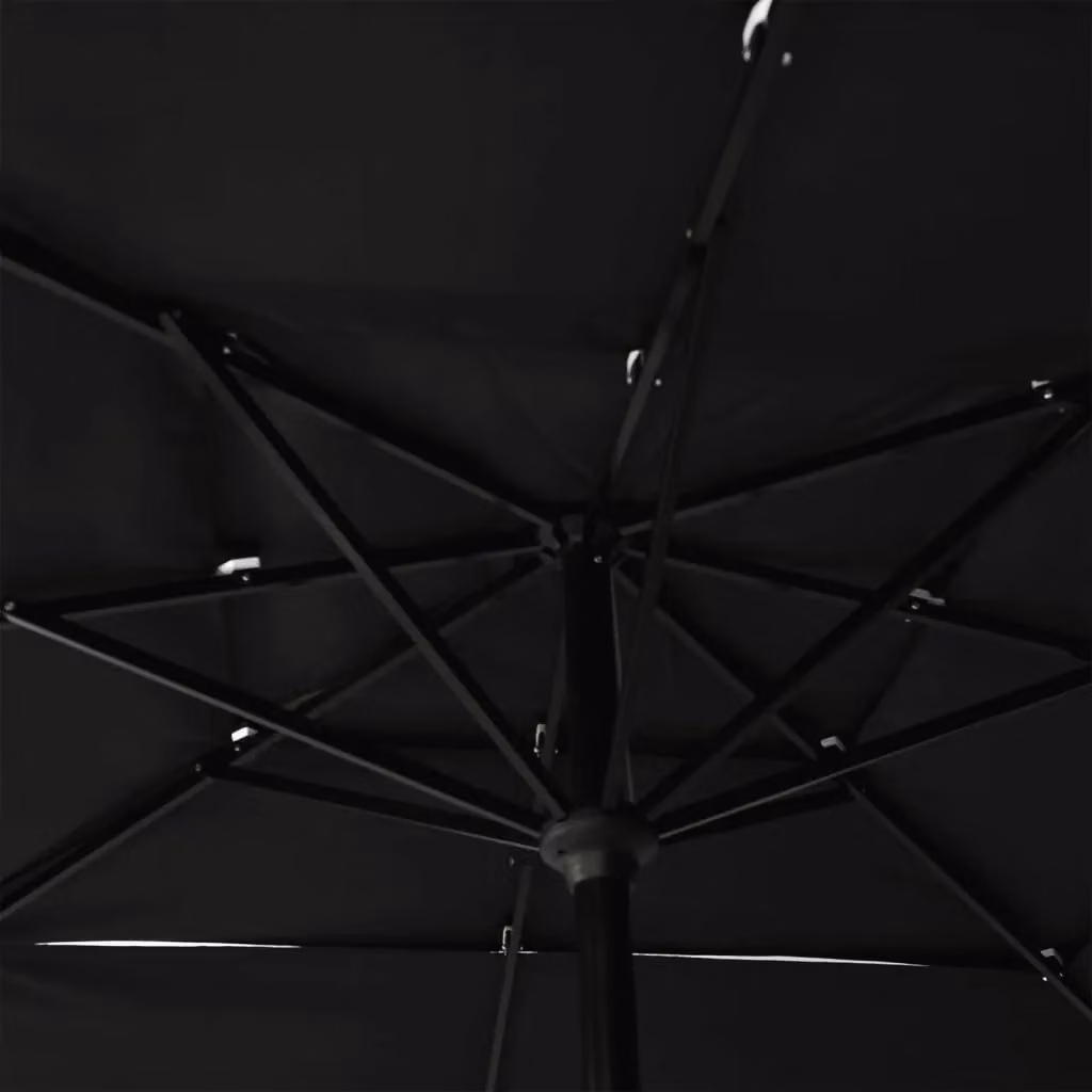 Berkfield Home 3-Tier Parasol with Black Polyester Canopy and Aluminium Central Pole – 2