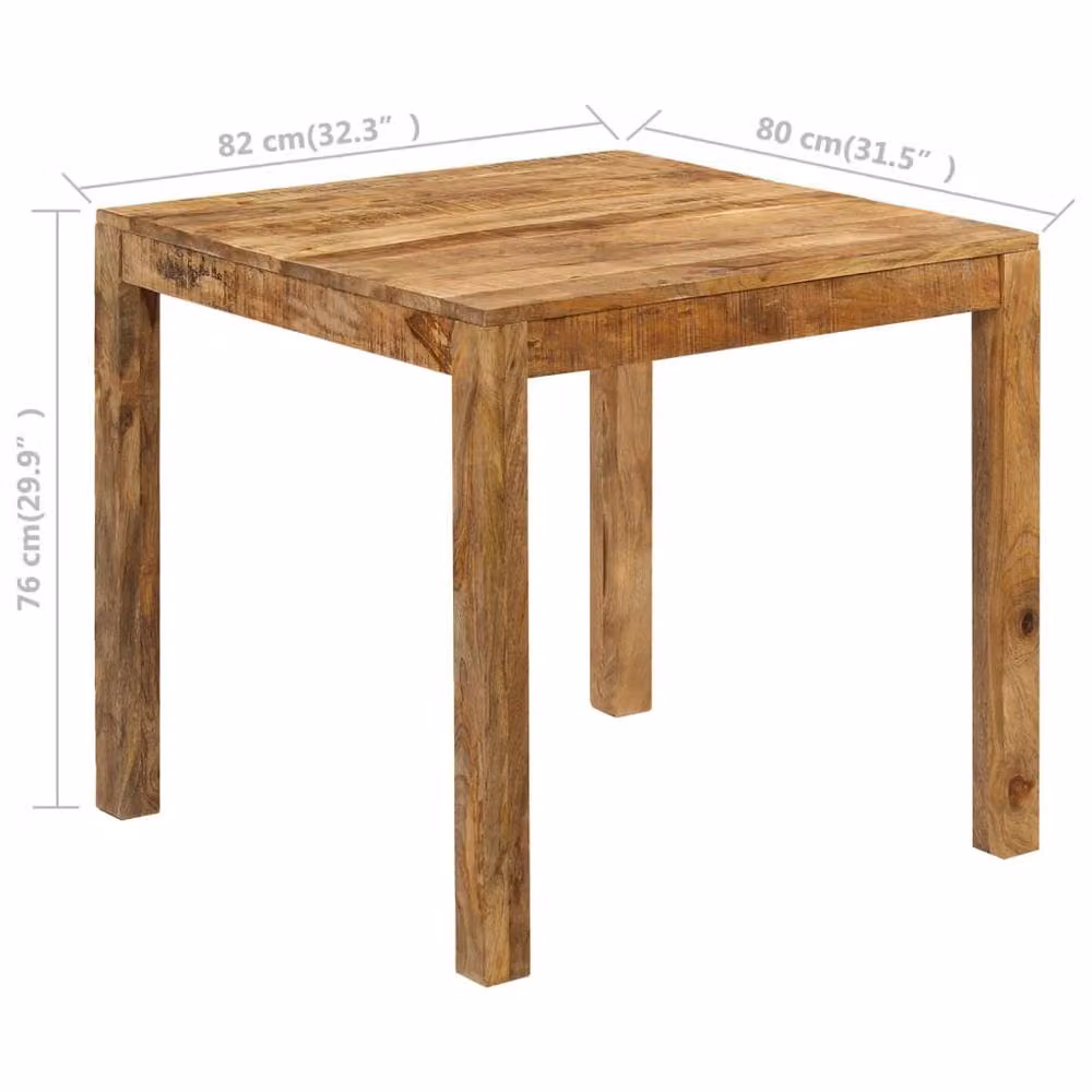 Berkfield Home Beautiful Square Solid Mango Wood Dining Table in Brown, W/D/H: 80 x 80 x 76 cm – 3