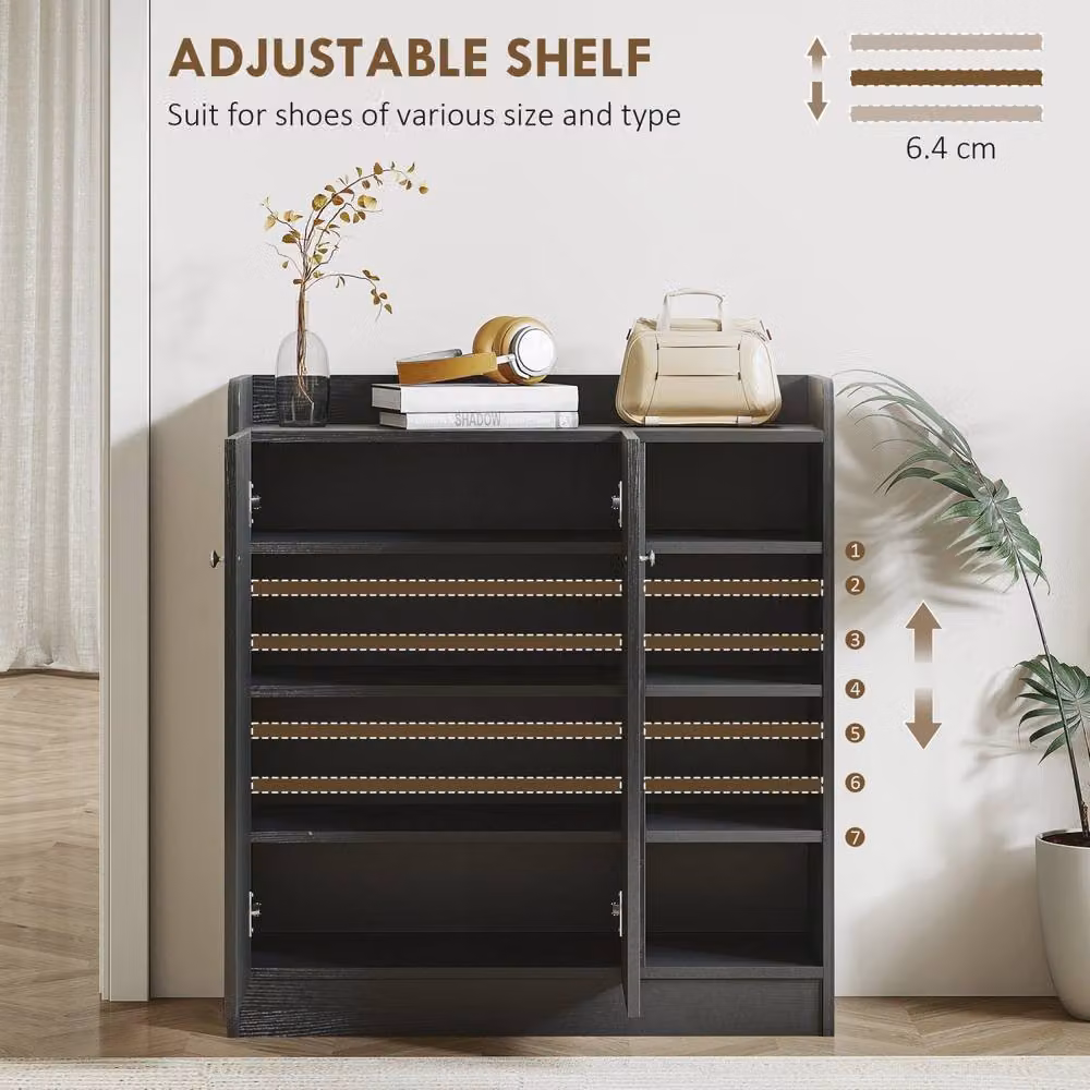 Wyld Haus Rala Black Modern Shoe Cabinet with 9 Shelves and 2 Hinged Doors, H 90 cm x W 30 cm x D 30 cm – 5