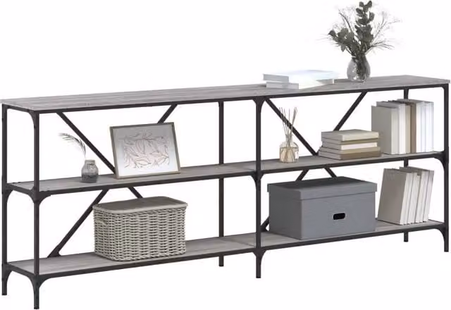 Berkfield Home Decorative Console Table in Grey Sonoma, W/D/H: 200 x 30 x 75 cm
