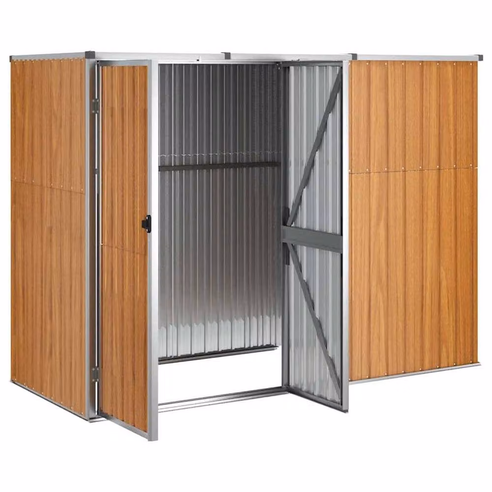 Berkfield Brown Galvanised Steel Garden Tool Shed, W/D/H: 225 x 89 x 161 cm – 2