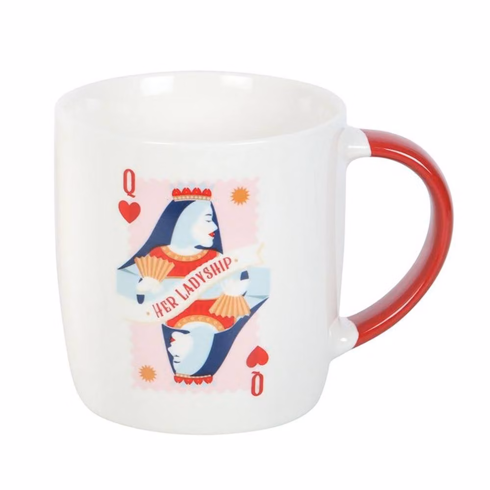 Uniqueful Her Ladyship Playing Card Ceramic Mug in White, 350ml – 2
