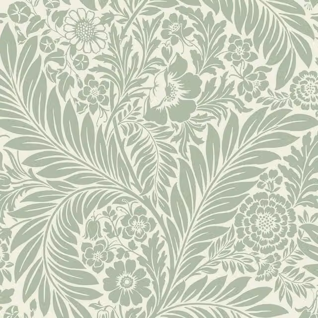 World of Wallpaper Florence Leaf Botanical Floral Art Nouveau Wallpaper in Green