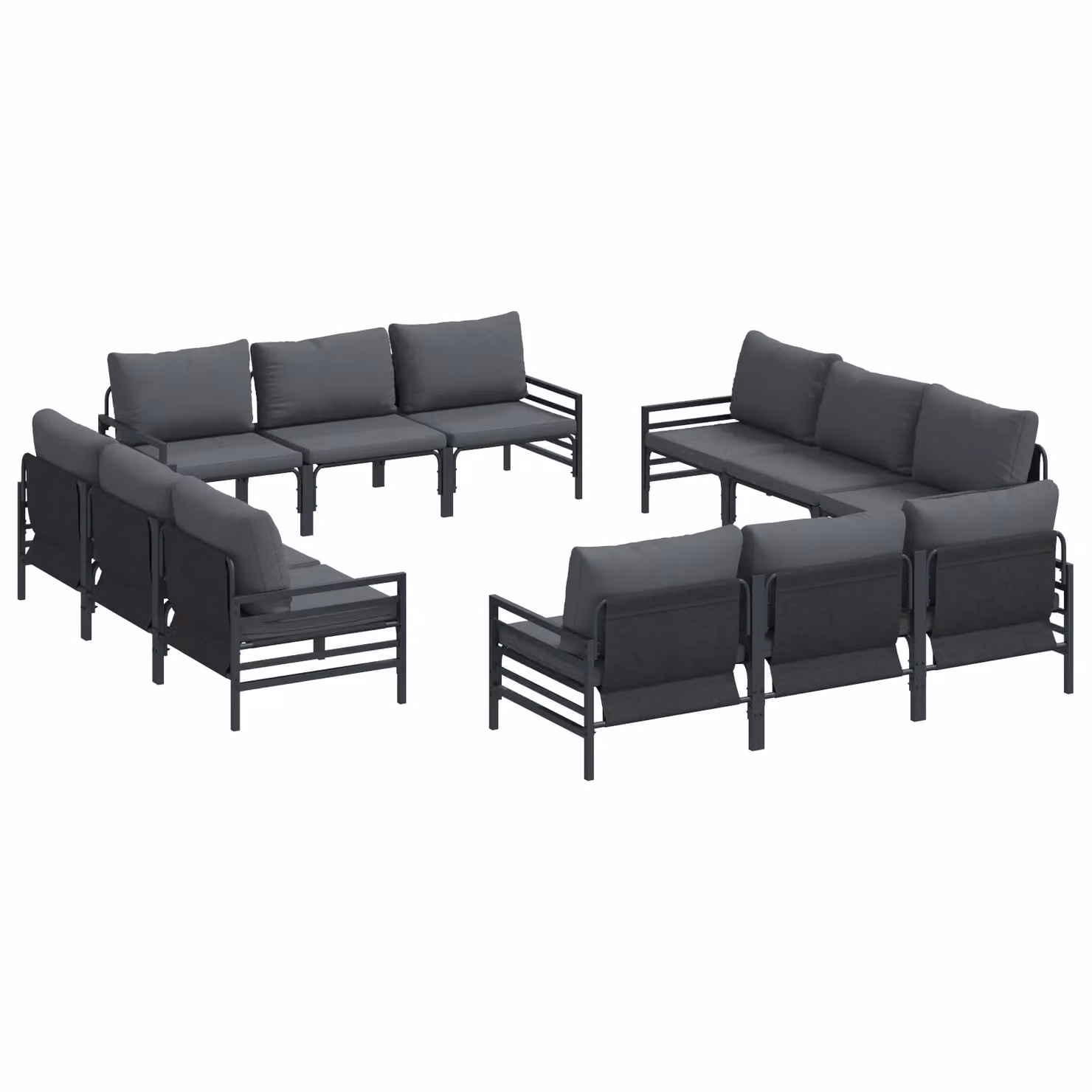 Berkfield Home 12-Piece U-Shape Garden Sofa Set in Anthracite with Powder Coated Steel Frame and Upholstered Cushions – 2
