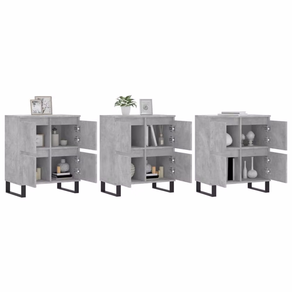 Berkfield Home 3-Piece Sideboard Set in Concrete Grey Engineered Wood – 2