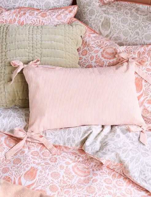 Laura Ashley Pink Mix Striped Cotton Rich Bolster Cushion