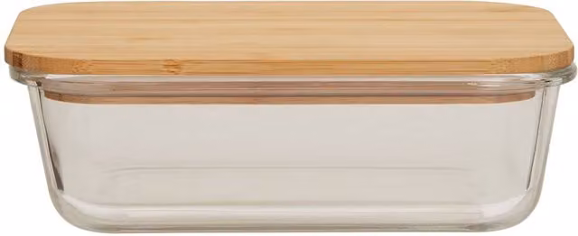 Orsina Airtight Glass Container with Natural Bamboo Lid, 1040 ml, Transparent
