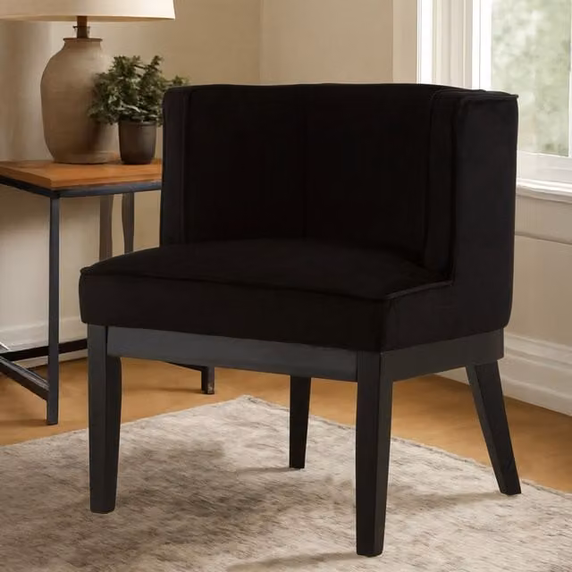 Orsina Daxton Black Velvet Rounded Chair with Armrests