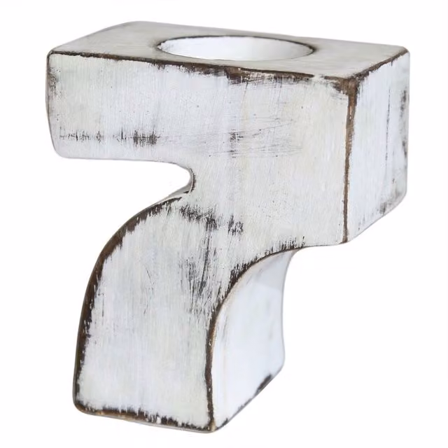 KDMK Handmade White Wooden Number 7 Birthday Tealight Candle Holders