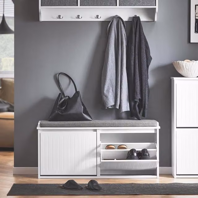SoBuy Modern White Hallway Shoe Cabinet with 2 Flip-drawers